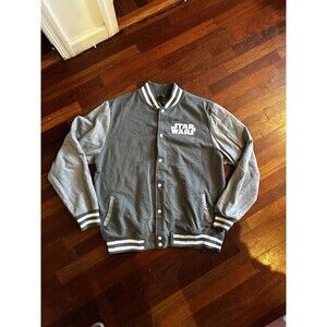 Star Wars Jacket Men's XXLarge 50/52 Varsity Style Bomber Button Up Black Gray